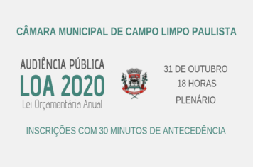 Lei Orçamentária Anual 2020 - Audiência Pública discute Projeto de Lei nº 2.853.