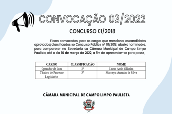 Convocação 03/2022 - Concurso 01/2018