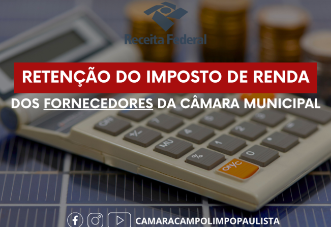 Retenção de IR dos Fornecedores da Câmara