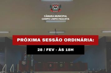 Próxima Sessão Ordinária terá sua data alterada
